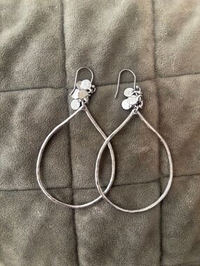 Y2K Silpada Confetti Sterling Silver Teardrop Hoop Earrings and Storage Pouch
